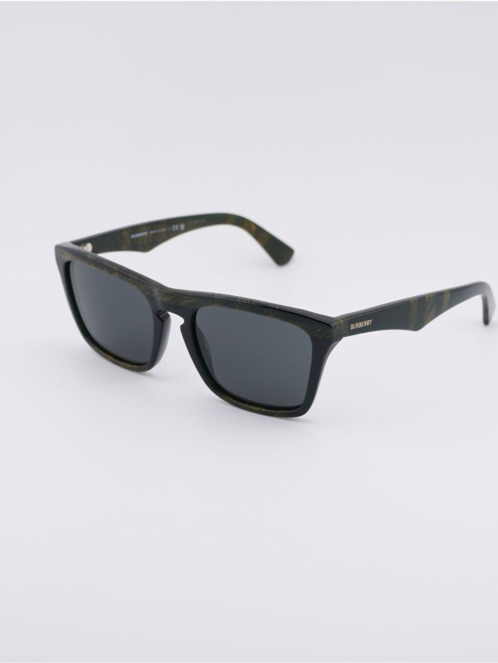 Burberry BE4434 412587 Square Sunglasses Check Green Frame, Grey Lenses